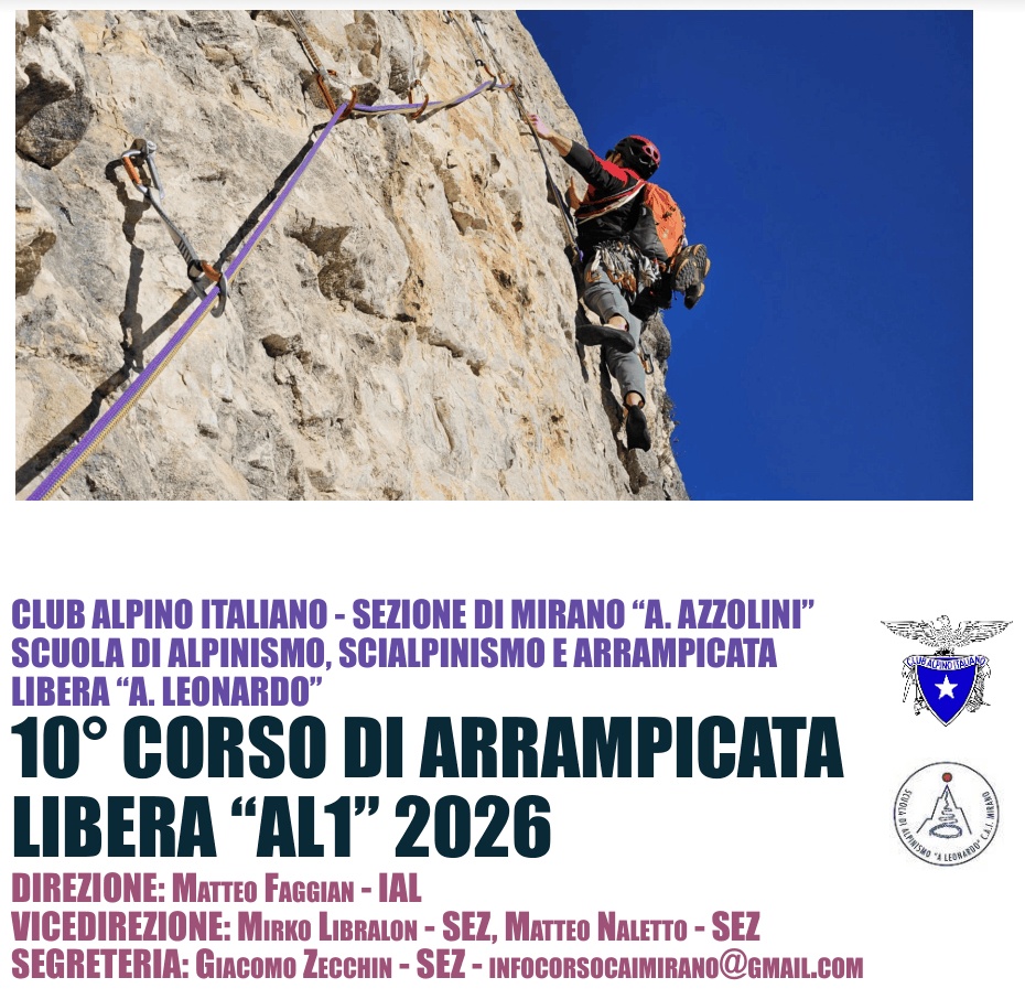 10° CORSO DI ARRAMPICATA LIBERA “AL1” 2026